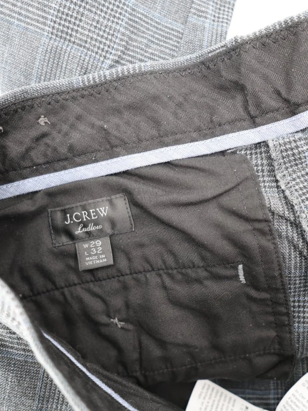 J Crew Pants Mens 29 Ludlow Cotton Flat Front Plaid Trouser Glen Plaid